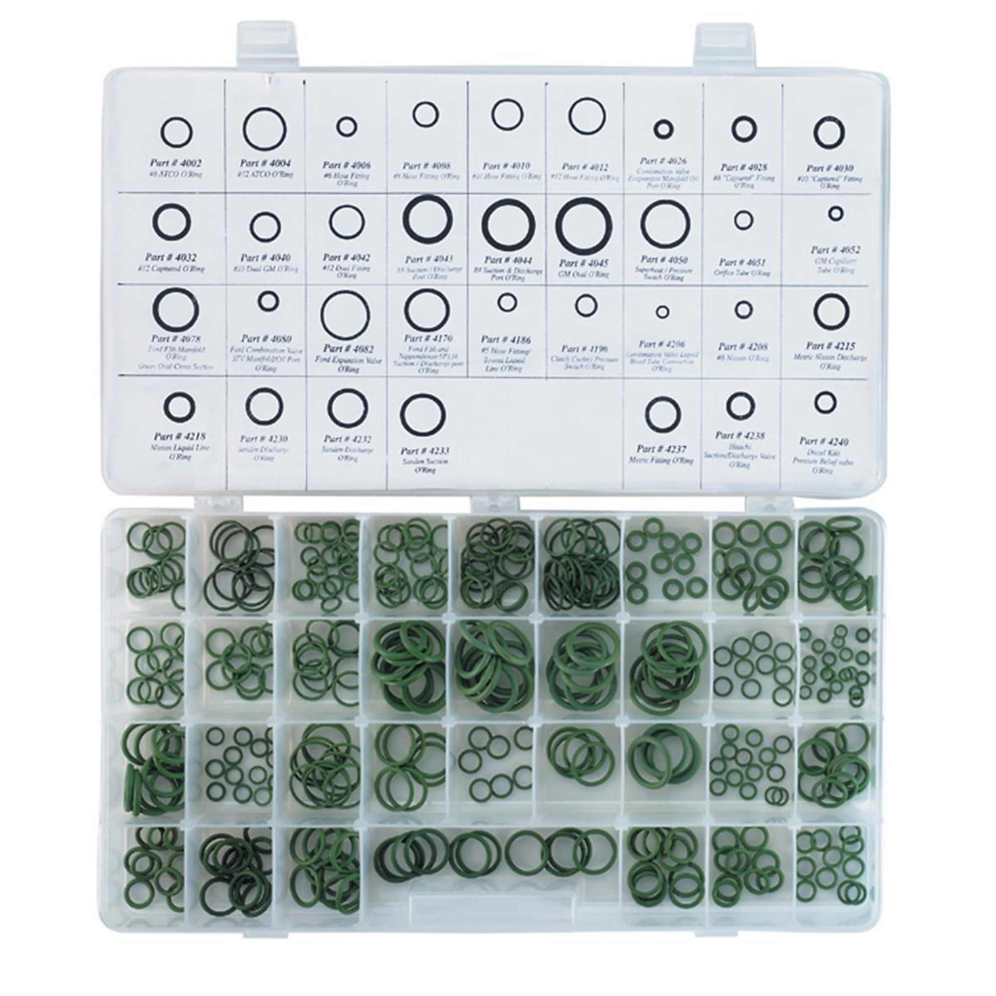 FJC Deluxe O-Ring Kit — 34 Sizes, 350 Pcs, Green HNBR, Domestic, Model# FJC4275